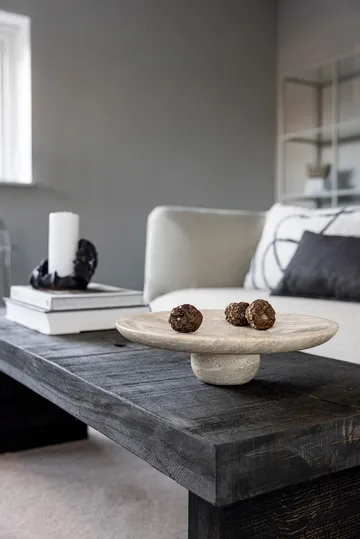 Travertin piedestal - Linen, Ø32×8,5 cm - Mette Ditmer