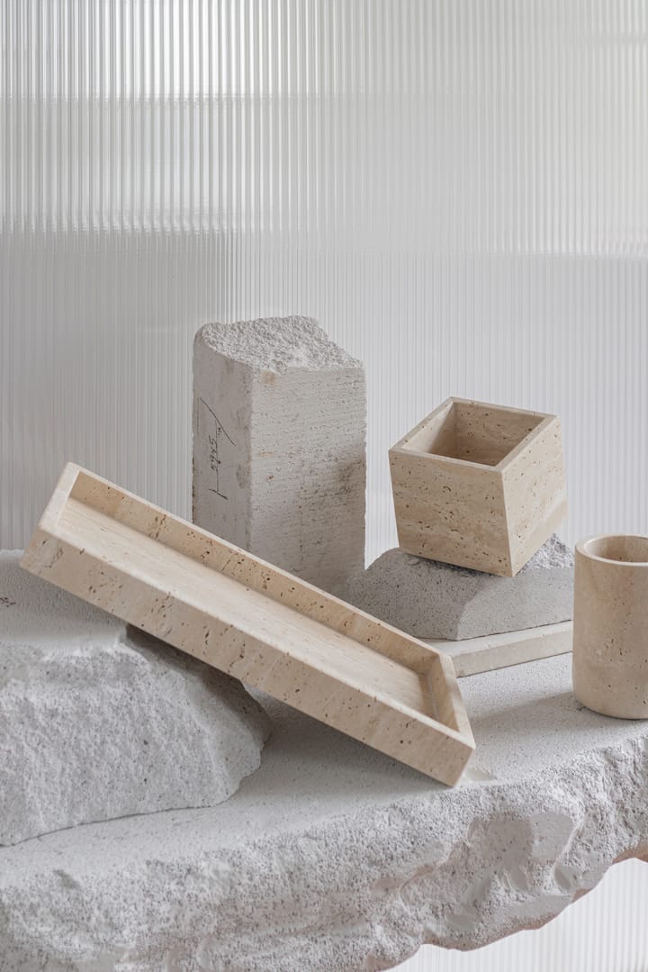 Travertine cube 10x10 cm, Linen Mette Ditmer