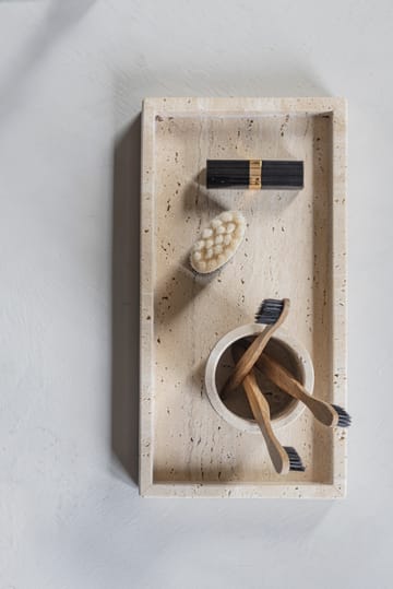 Travertine dekorationsbakke 16x31 cm - Linen - Mette Ditmer