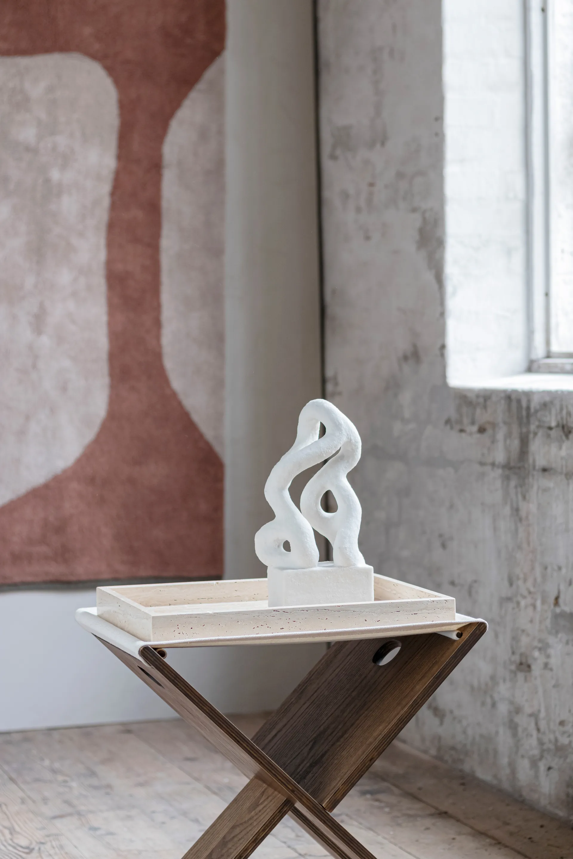 Travertine dekorationsbakke 30x40 cm, Linen Mette Ditmer