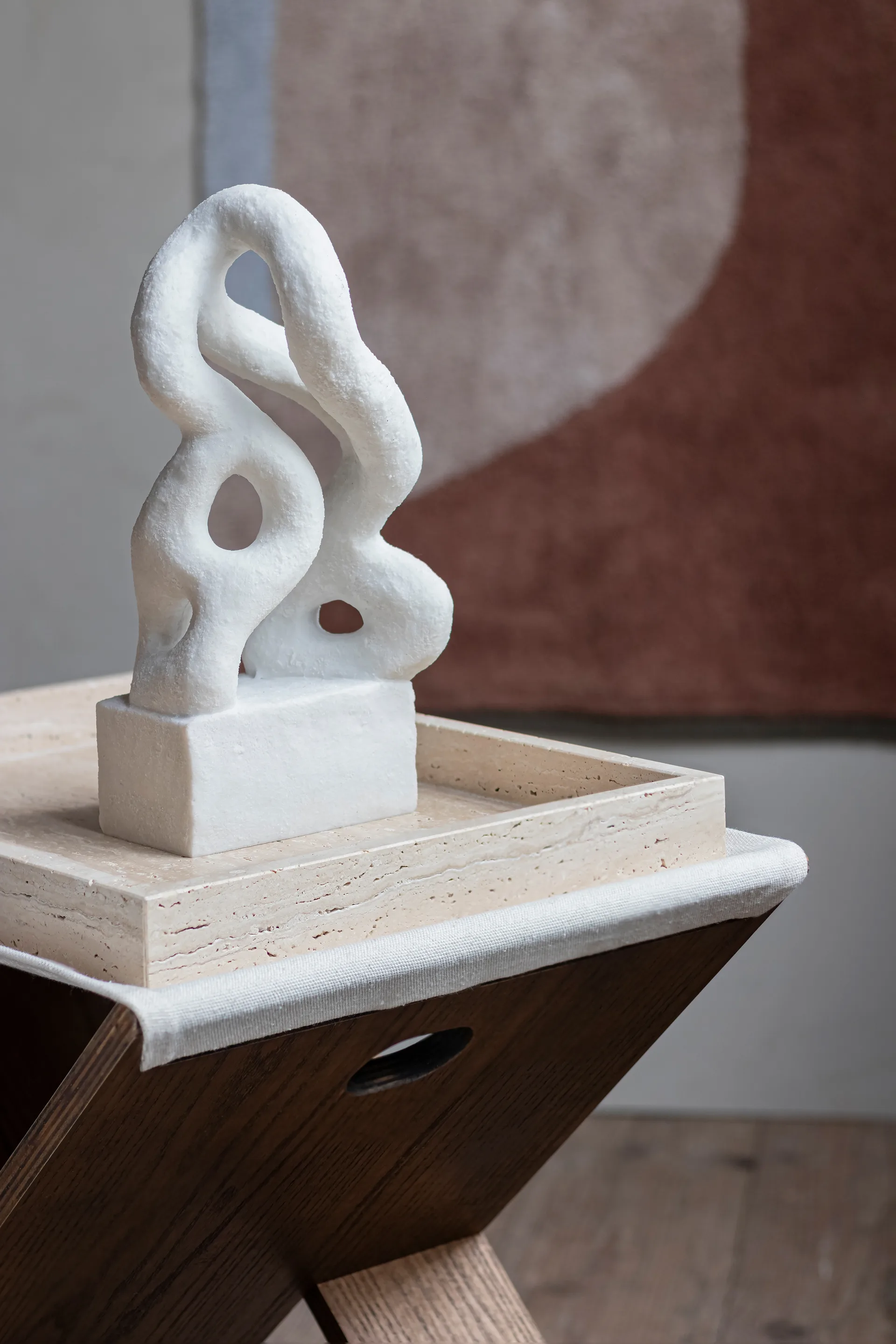 Travertine dekorationsbakke 30x40 cm, Linen Mette Ditmer