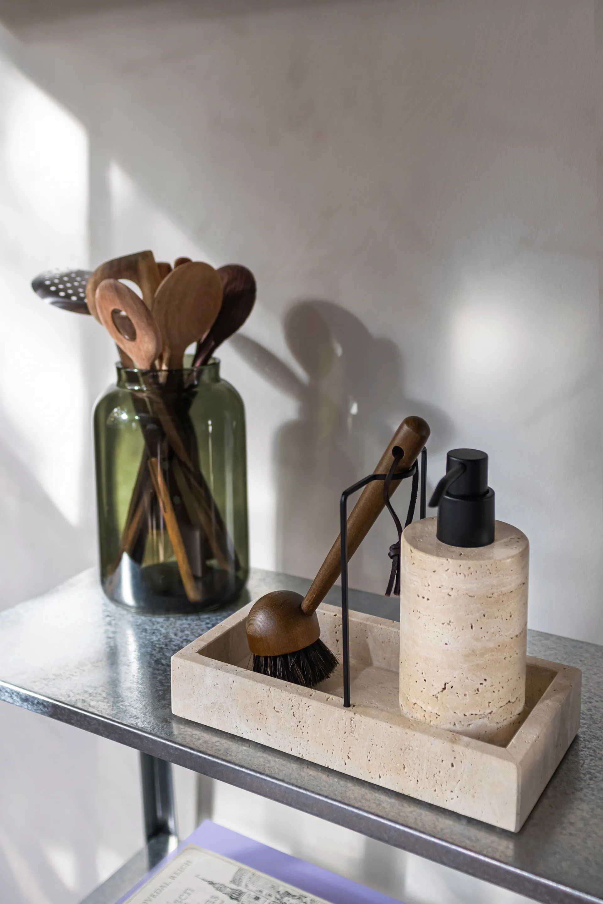 Travertine opvaskebeholder 12x23,5 cm, Linen Mette Ditmer