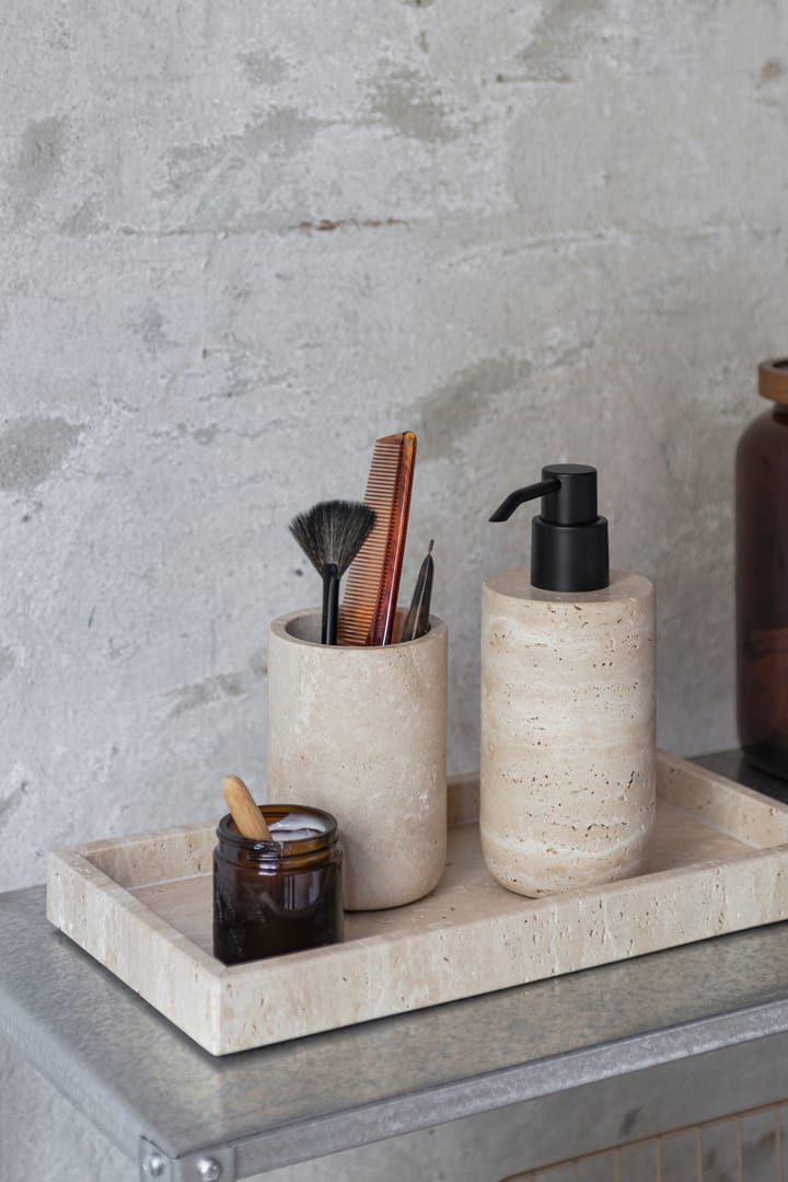 Travertine sæbedispenser 17,5 cm, Linen Mette Ditmer