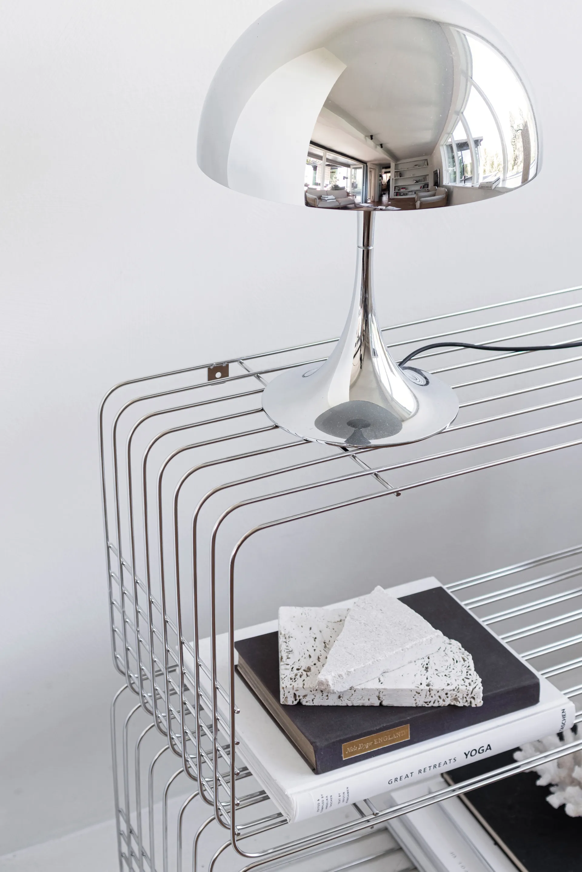 Wire hylde, Chrome, 31x70x26 cm Mette Ditmer