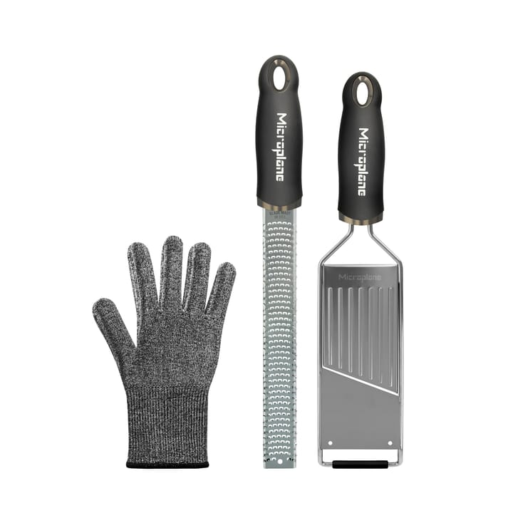 Gourmet rivjernsæt med beskyttelseshandske 3 dele - Stainless Steel - Microplane