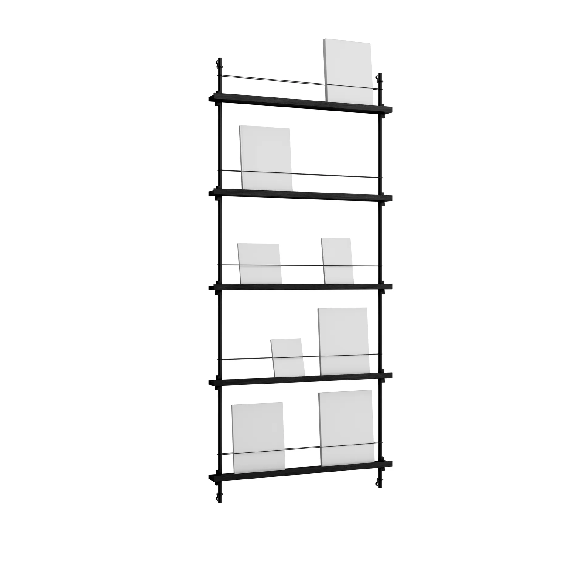 Magazine Shelving avisholder, Black, 85x180x7 cm, MS.180.1 MOEBE