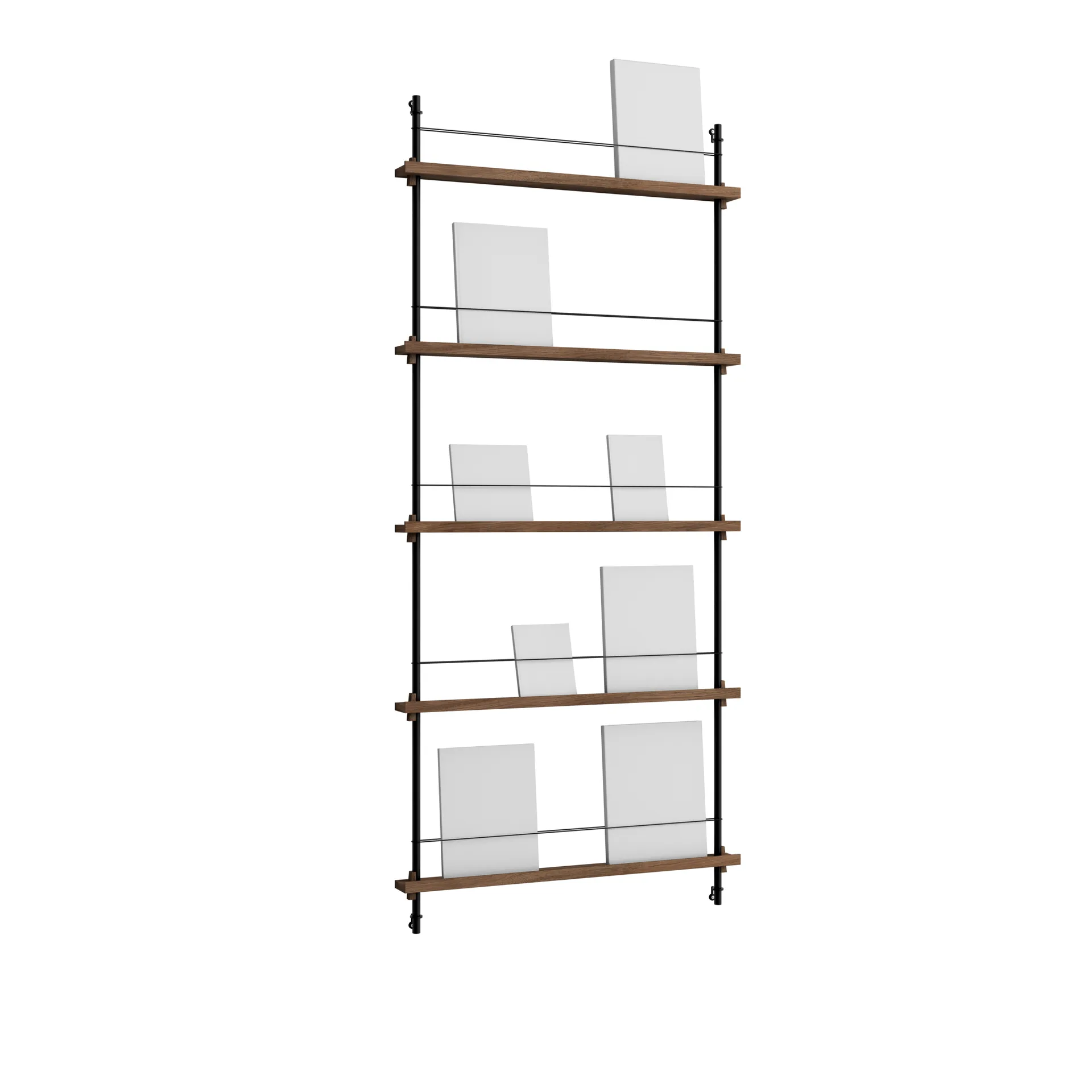 Magazine Shelving avisholder, Røget eg-black, 85x180x7 cm, MS.180.1 MOEBE