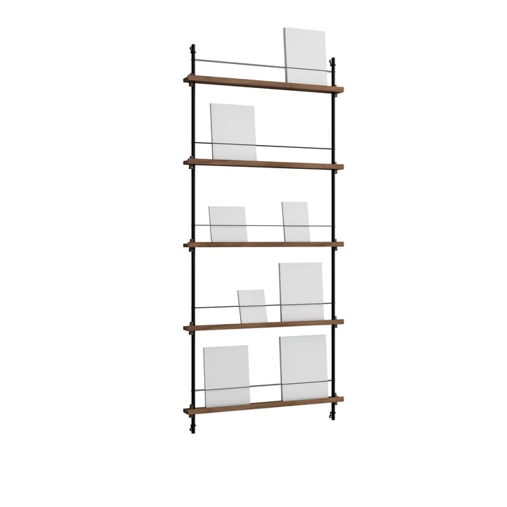 Magazine Shelving avisholder - Røget eg-black, 85x180x7 cm, MS.180.1 - MOEBE