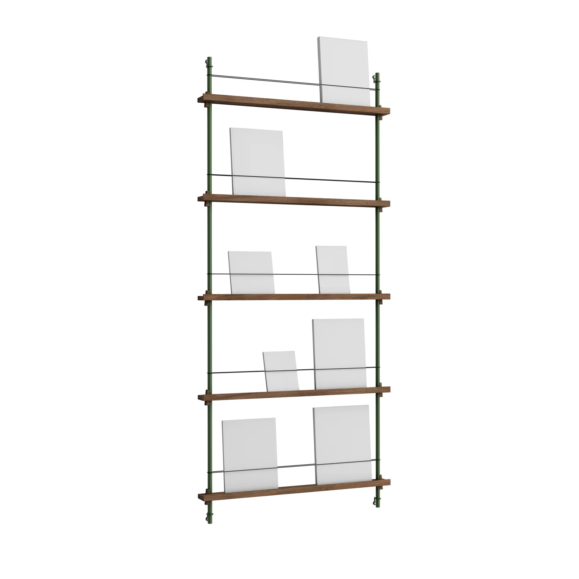 Magazine Shelving avisholder, Røget eg-pine green, 85x180x7 cm, MS.180.1 MOEBE