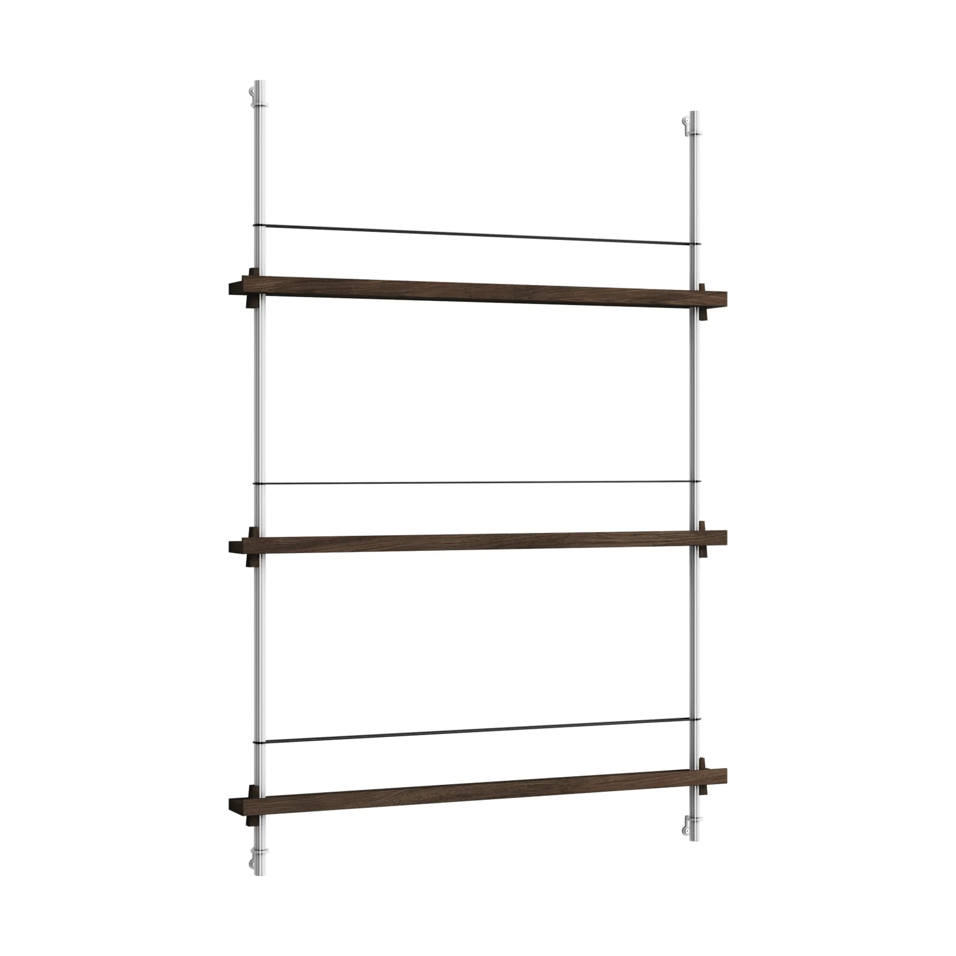 Magazine Shelving avisholder, Røget eg-rustfrit stål, 85x115x7 cm, MS.115.1 MOEBE