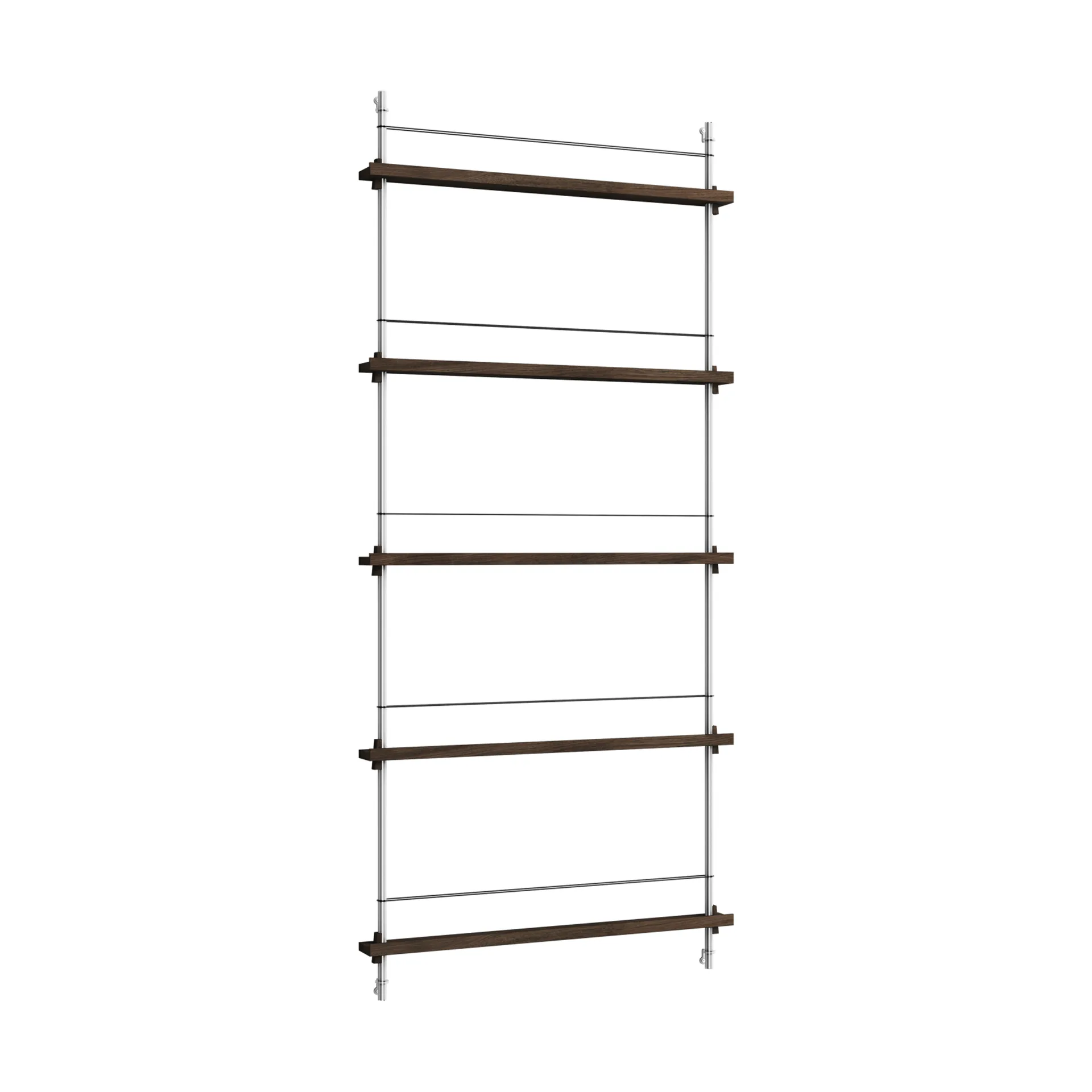 Magazine Shelving avisholder, Røget eg-rustfrit stål, 85x180x7 cm, MS.180.1 MOEBE