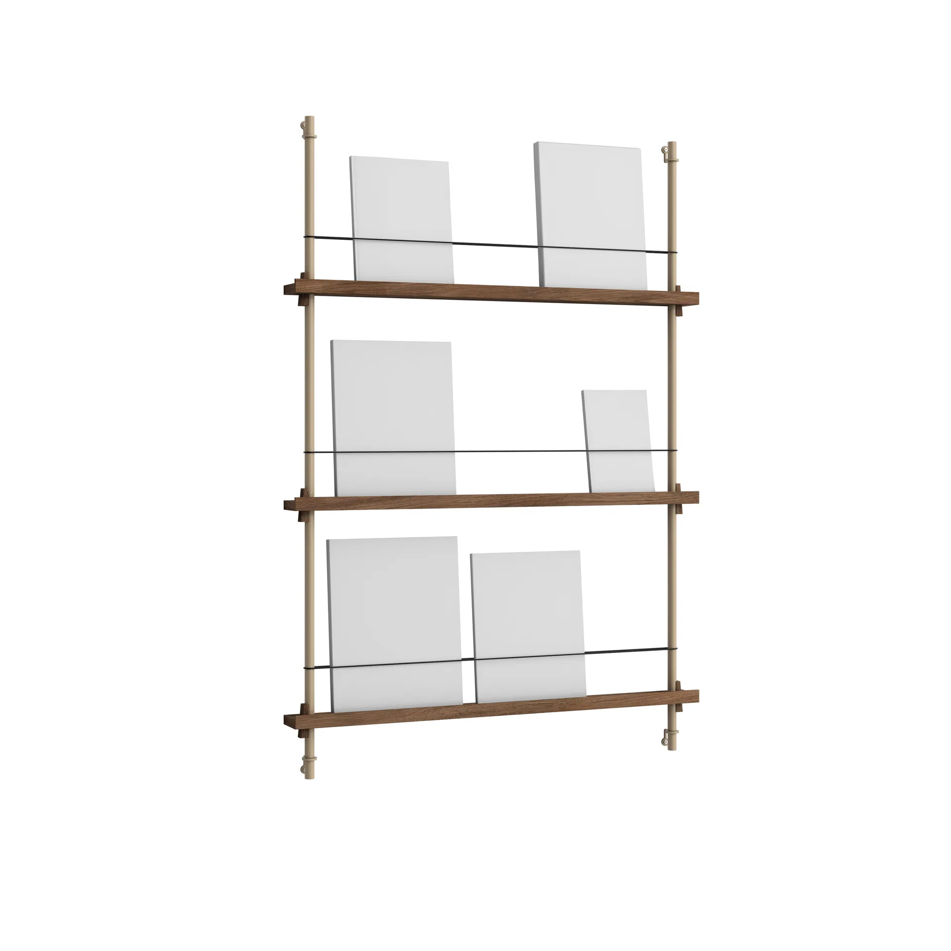 Magazine Shelving avisholder, Røget eg-warm grey, 85x115x7 cm, MS.115.1 MOEBE