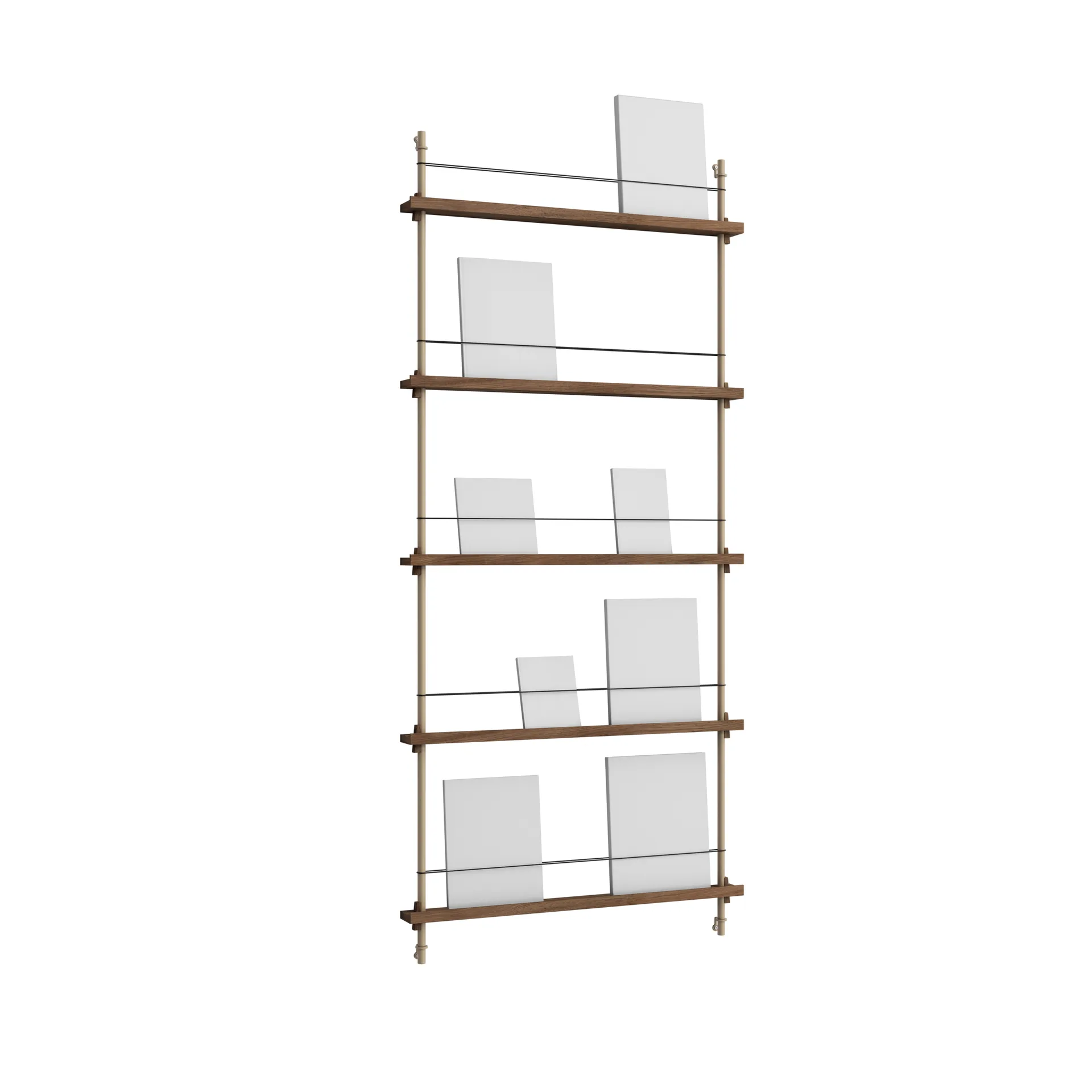 Magazine Shelving avisholder, Røget eg-warm grey, 85x180x7 cm, MS.180.1 MOEBE