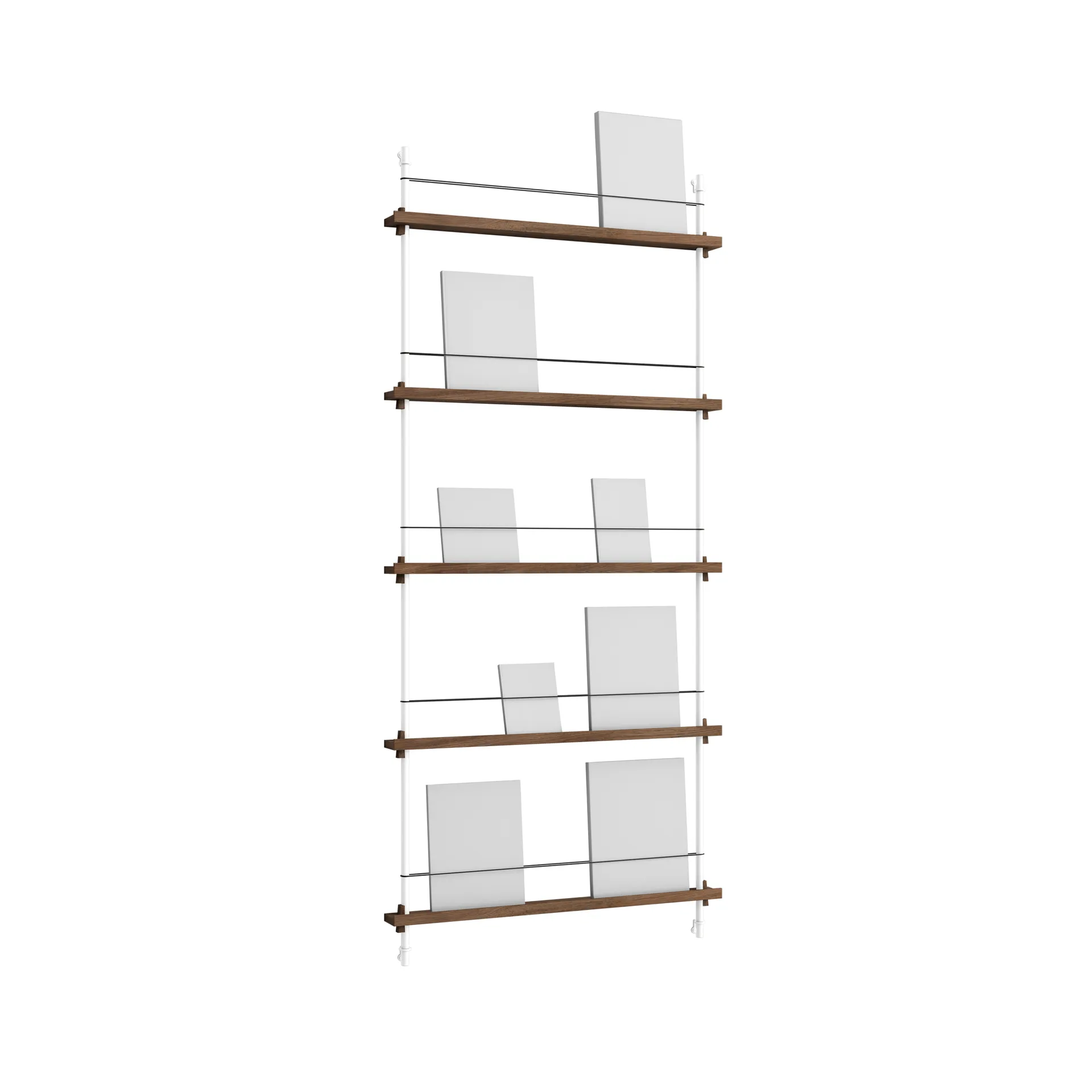 Magazine Shelving avisholder, Røget eg-white, 85x180x7 cm, MS.180.1 MOEBE