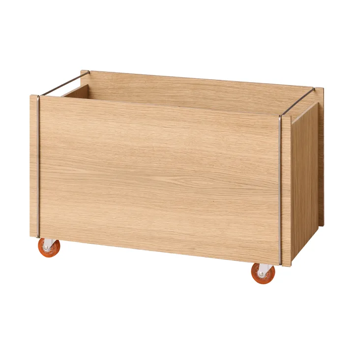 Moebe opbevaringsboks - Olieret eg-rustfrit stål, med hjul, 33x60x31 cm - MOEBE