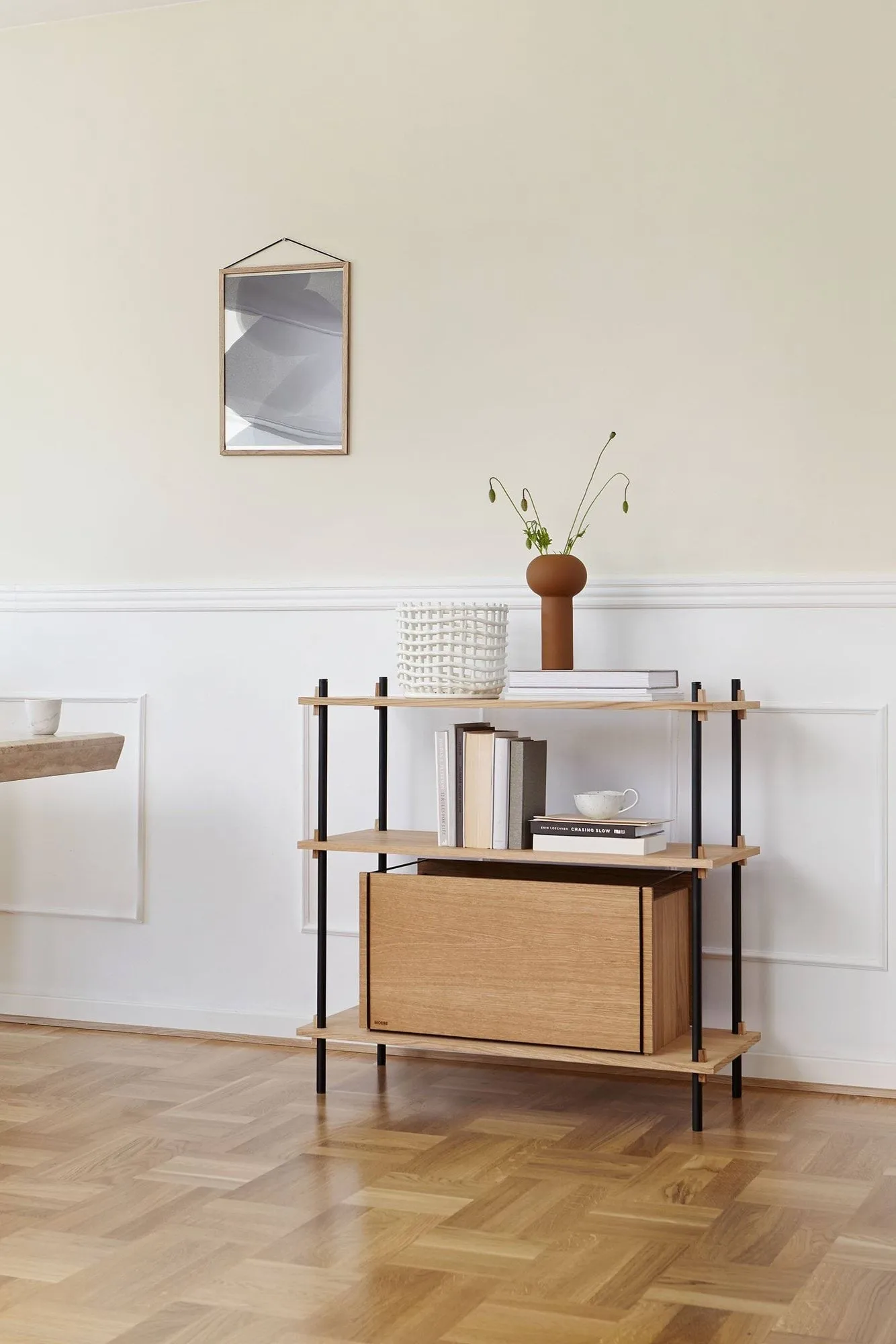 Moebe opbevaringsboks, Røget eg-rustfrit stål, 33x60x31 cm MOEBE