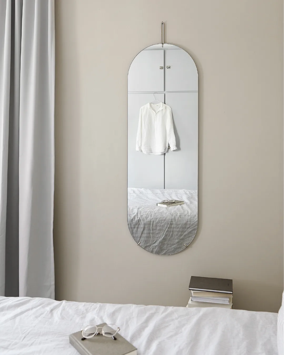 Moebe vægspejl 133 cm, Stainless steel MOEBE