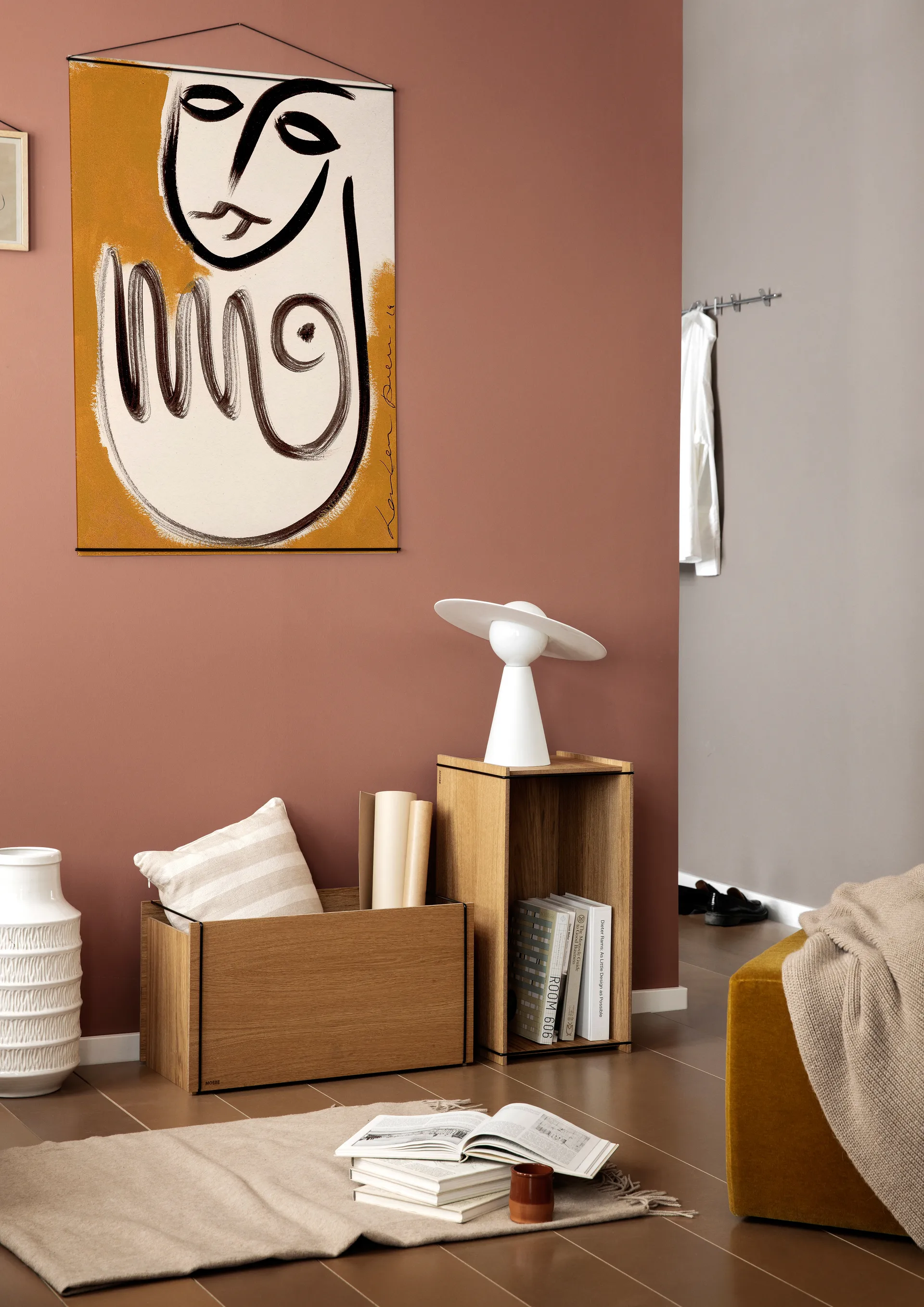 Opbevaringskasse eg 33x60 cm, Wood/Black MOEBE