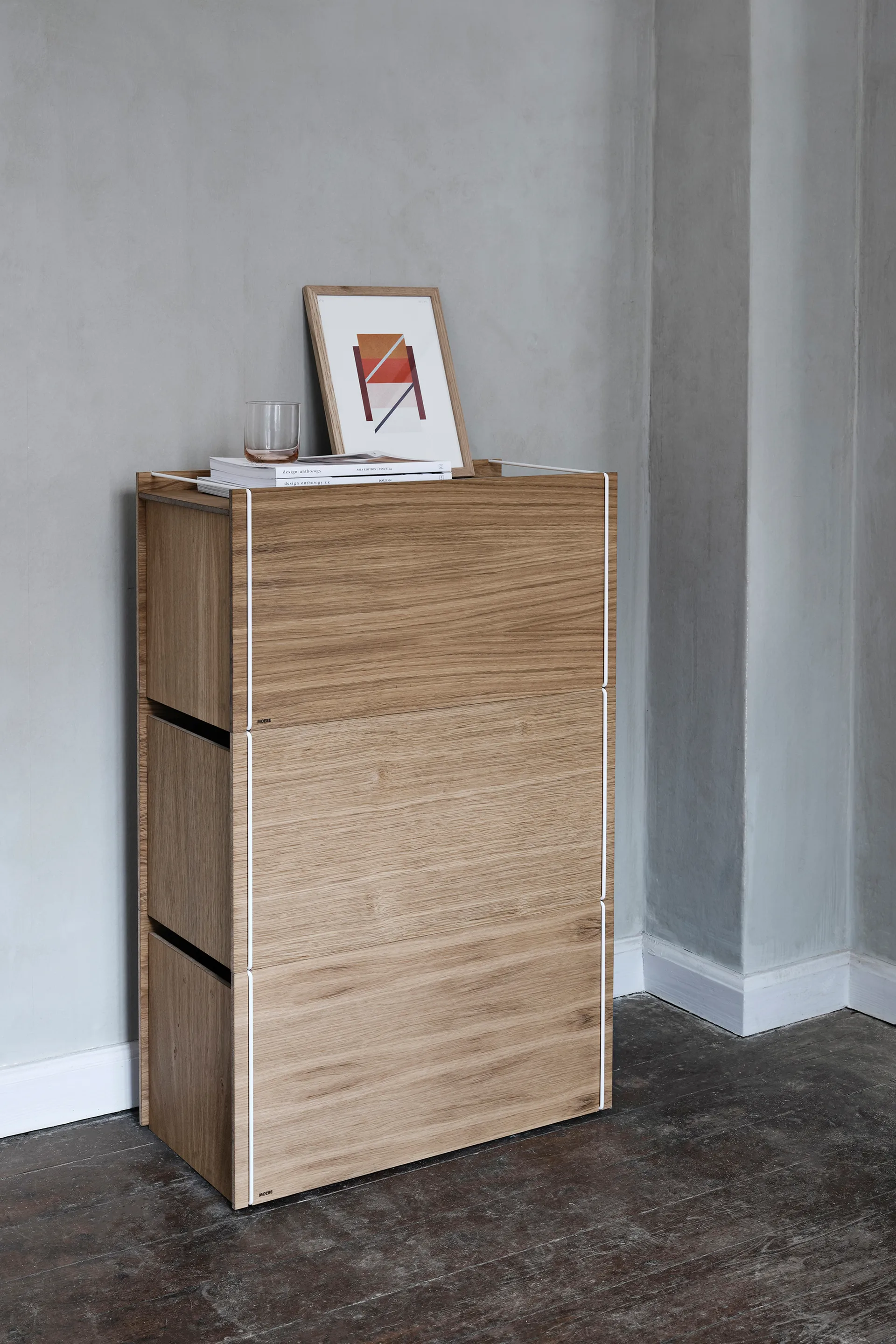 Opbevaringskasse eg 33x60 cm, Wood/White MOEBE