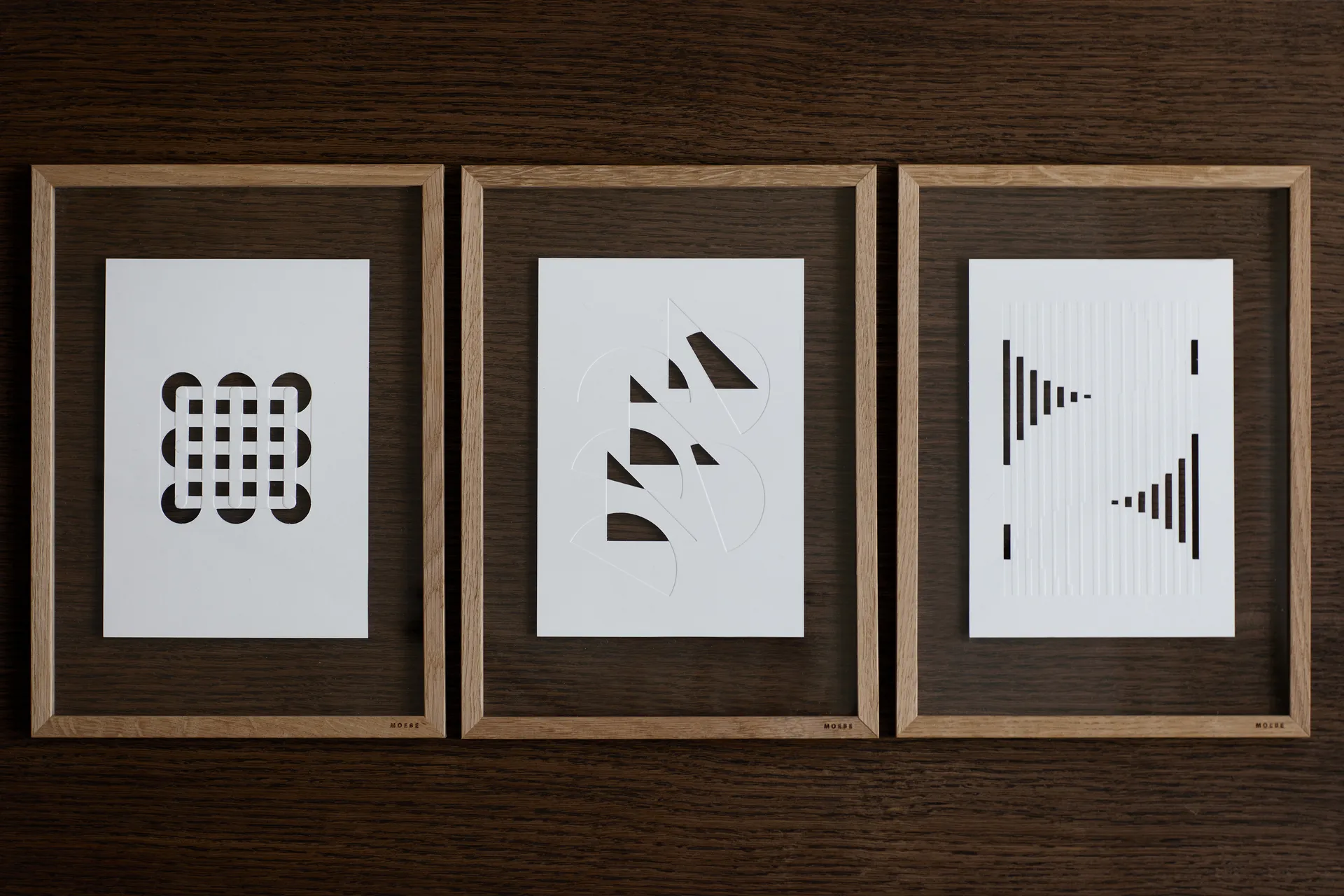 Relief kunstværk circles & squares 14,8x21 cm, Offwhite MOEBE