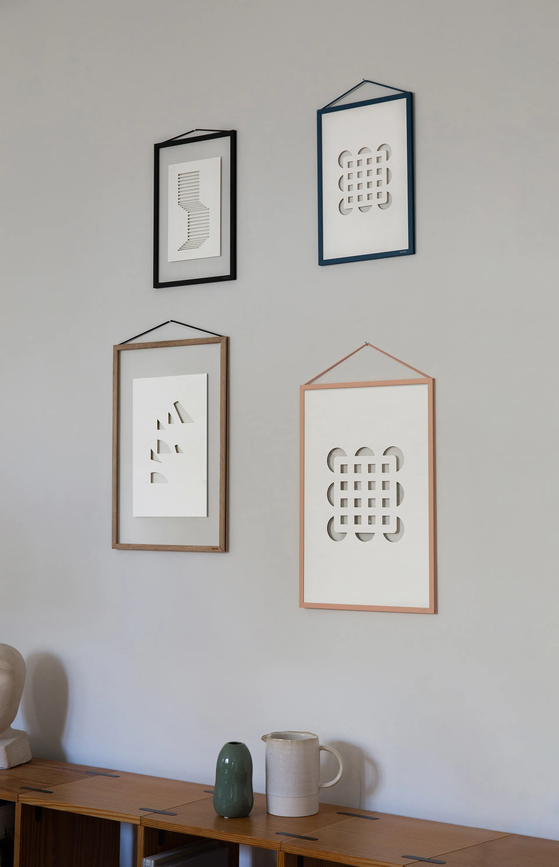 Relief kunstværk circles & squares 21x29,7 cm, Offwhite MOEBE