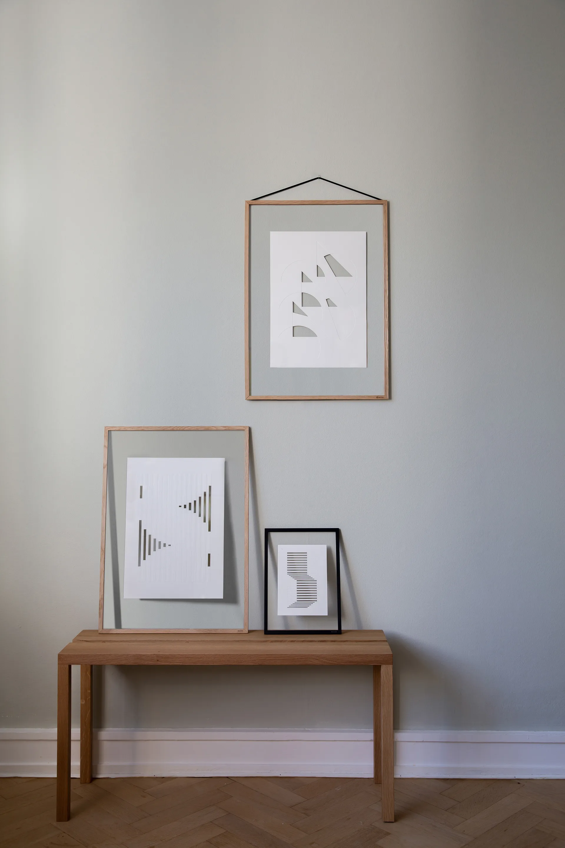 Relief kunstværk shifted lines 14,8x21 cm, Offwhite MOEBE