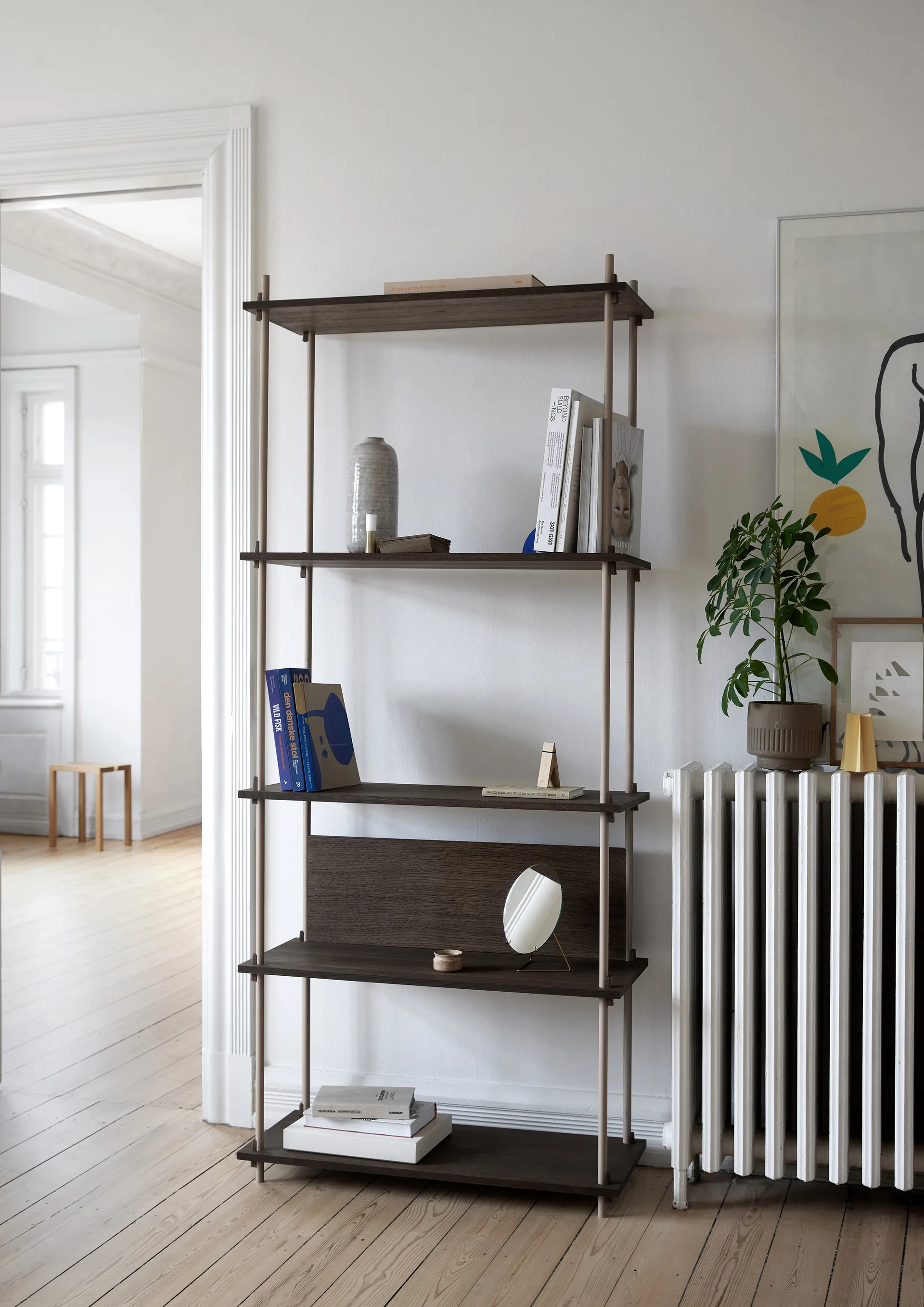 Shelving System classic hylde, Røget eg-warm grey, 86x115x35 cm, S.115.1.A MOEBE