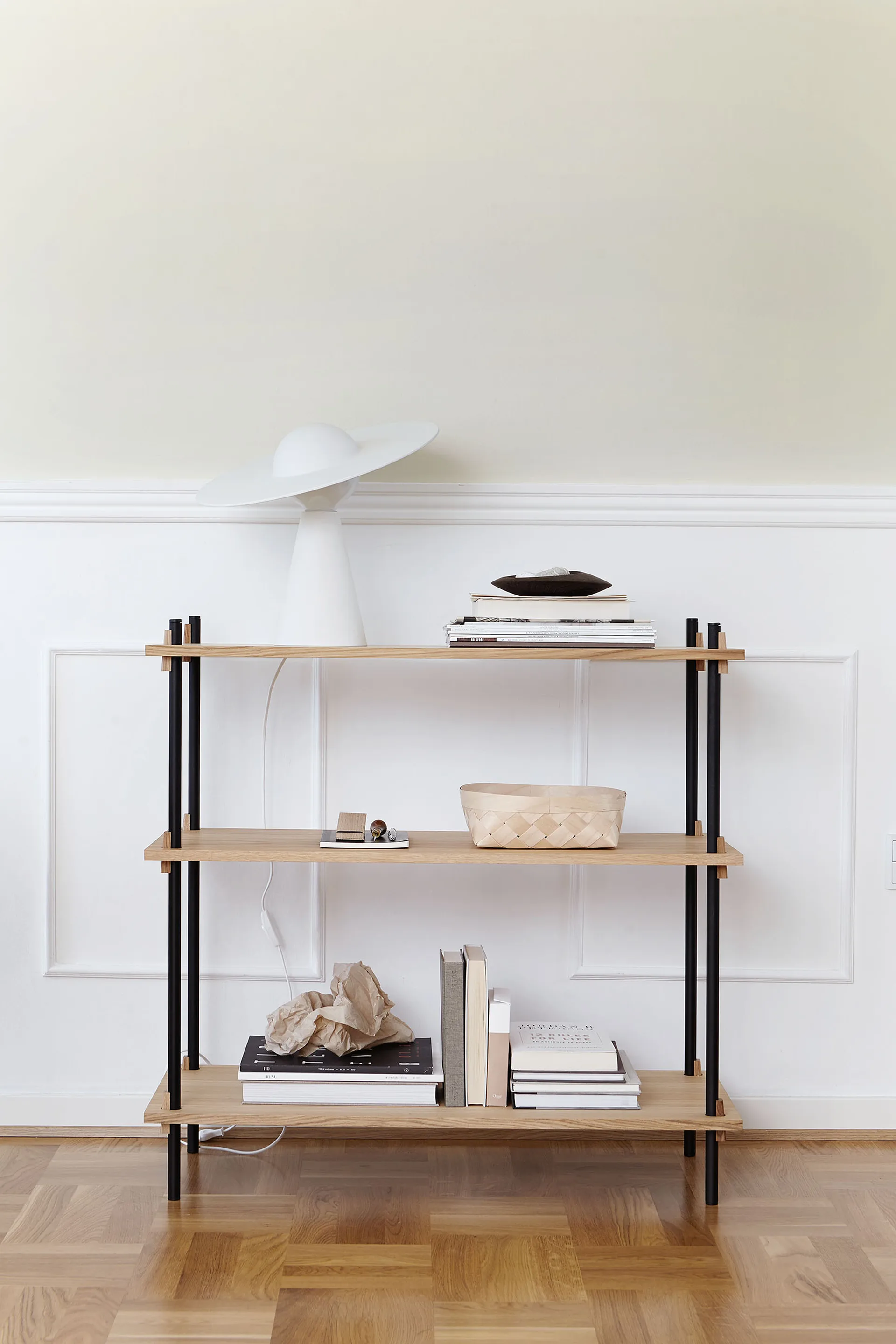 Shelving System classic hylde, Røget eg-white, 86x115x35 cm, S.115.1.A MOEBE