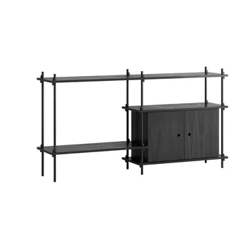 Shelving System hylde med skab - Black, 163x85x35 cm, S.85.2.C - MOEBE