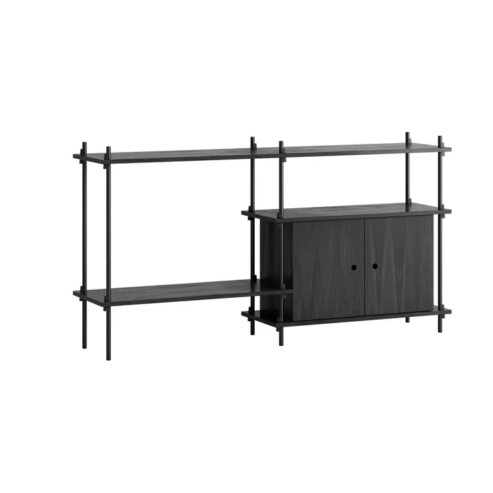 Shelving System hylde med skab - Black, 163x85x35 cm, S.85.2.C - MOEBE