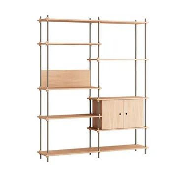 Shelving System hylde med skab - Eg- warm grey, 163x200x35 cm, S.200.2.C - MOEBE