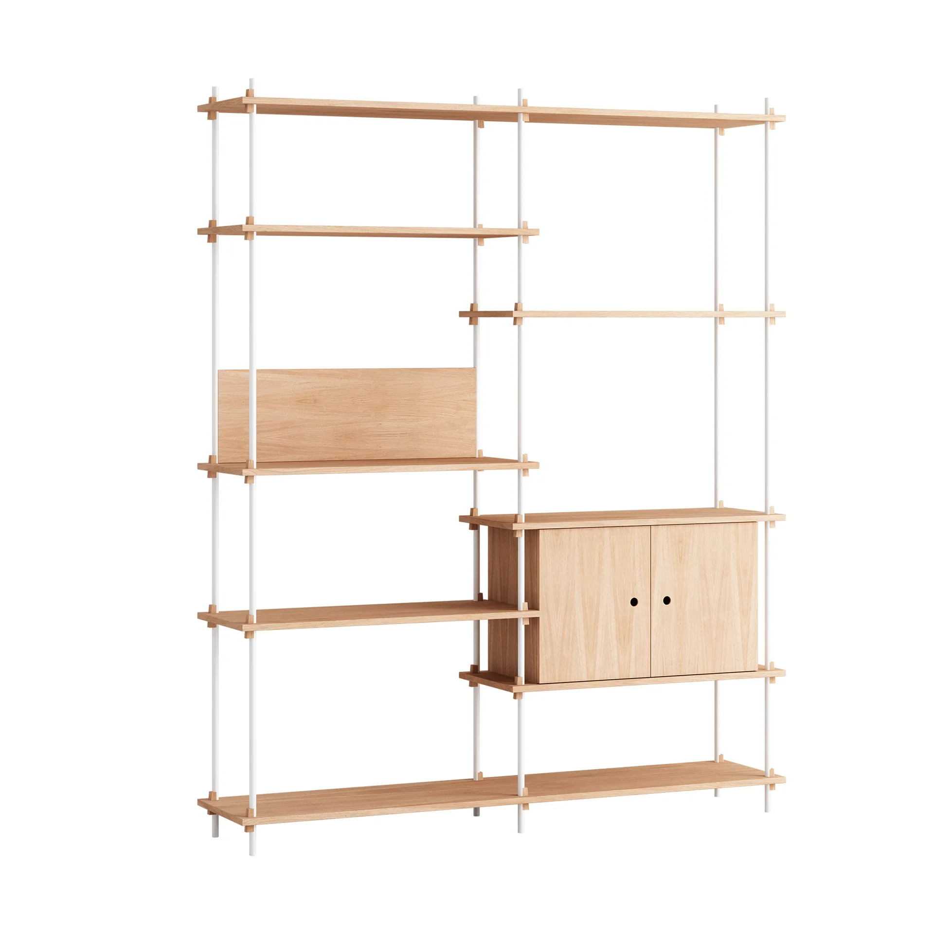 Shelving System hylde med skab, Eg-white, 163x200x35 cm, S.200.2.C MOEBE