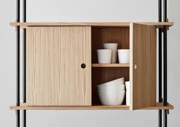 Shelving System hylde med skab - Eg-white, 163x85x35 cm, S.85.2.C - MOEBE