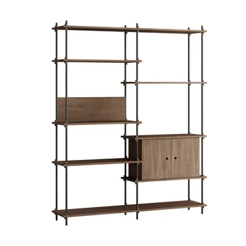 Shelving System hylde med skab - Røget eg-black, 163x200x35 cm, S.200.2.C - MOEBE