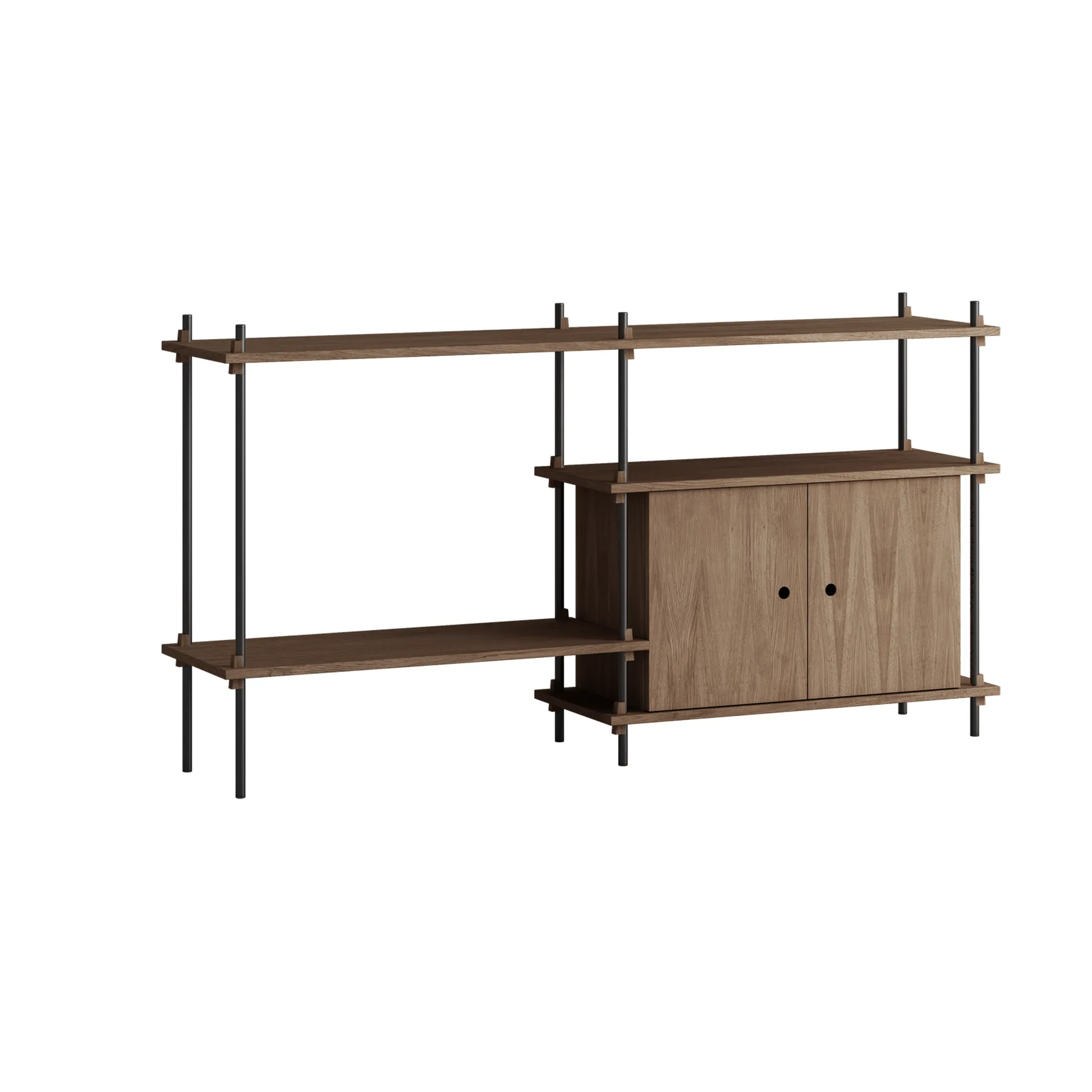 Shelving System hylde med skab, Røget eg-black, 163x85x35 cm, S.85.2.C MOEBE