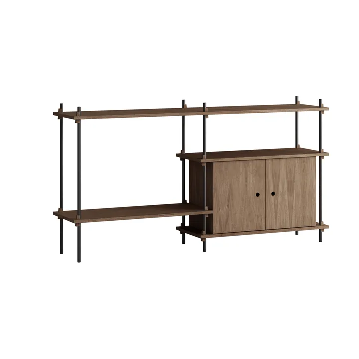 Shelving System hylde med skab - Røget eg-black, 163x85x35 cm, S.85.2.C - MOEBE