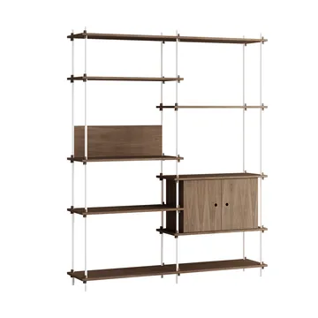 Shelving System hylde med skab - Røget eg-white, 163x200x35 cm, S.200.2.C - MOEBE