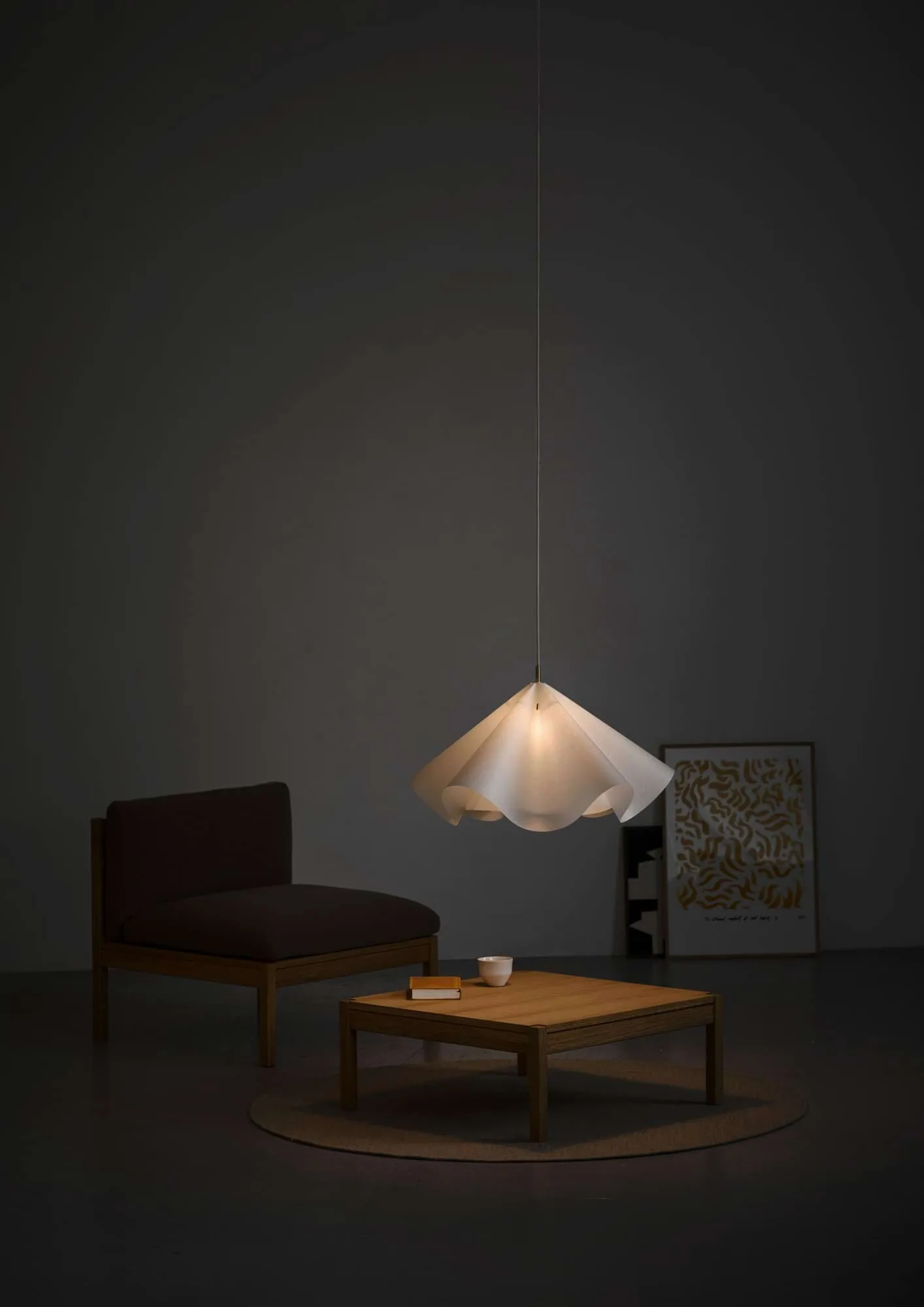 Sinuate pendel, Hvid-messing, stor Ø75x40 cm MOEBE