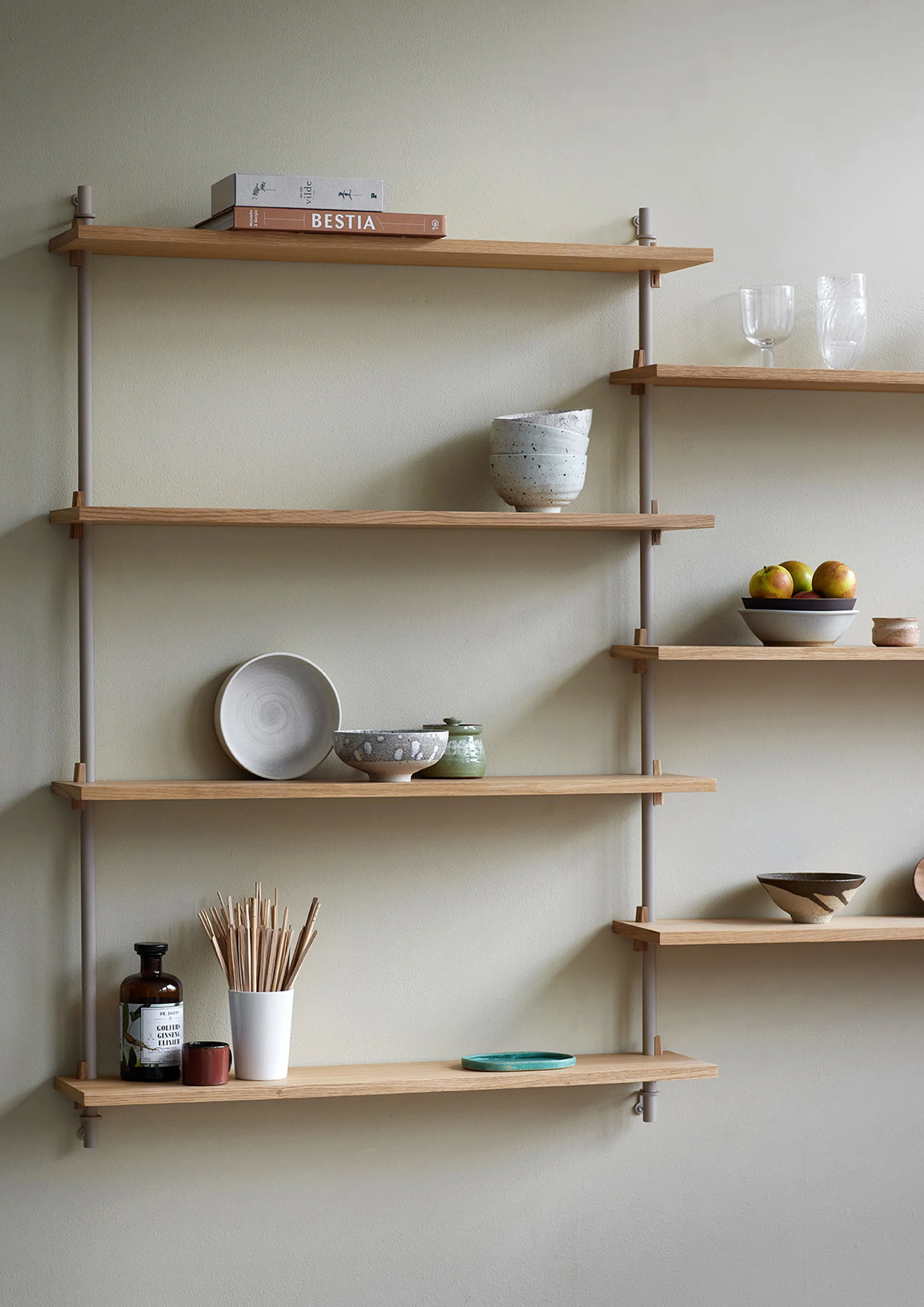 Wall Shelving væghylde, Røget eg-warm grey, 92x85x17,5 cm, WS.85.1 MOEBE