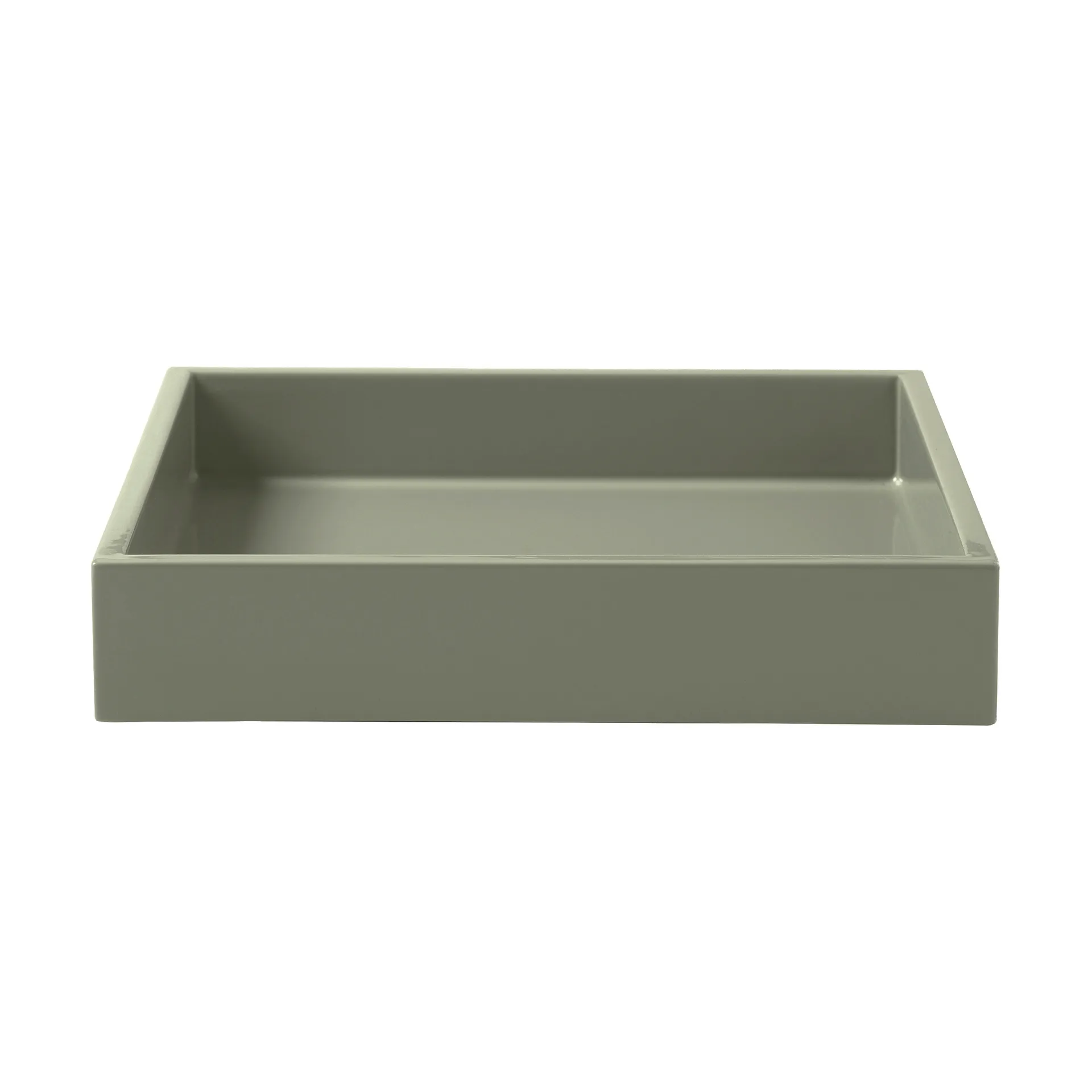 Lux lakeret dekorationsbakke 19x19x3,5 cm, Sage Mojoo