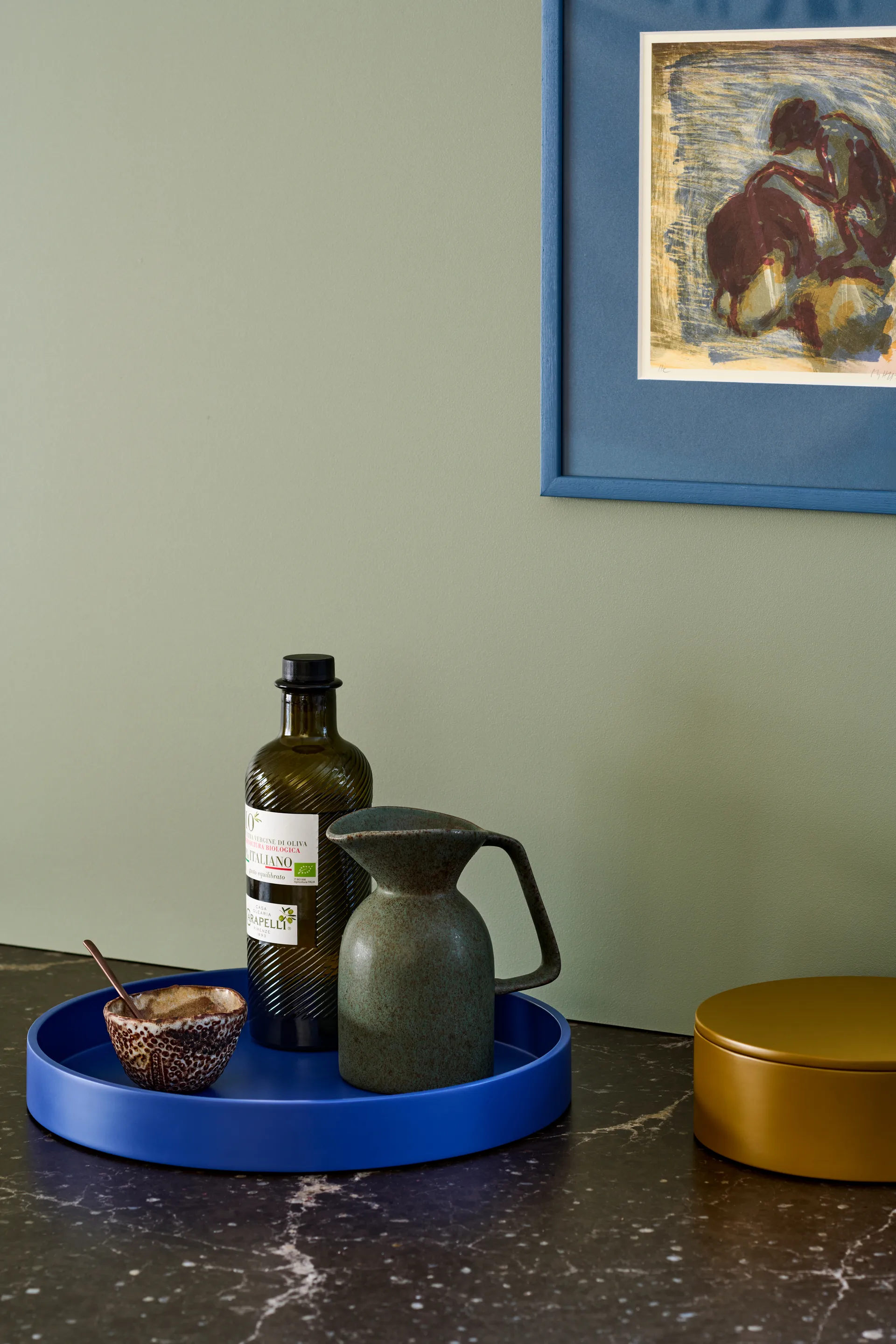 Mat lakeret dekorationsbakke Ø30x4 cm, Ultramarina Mojoo