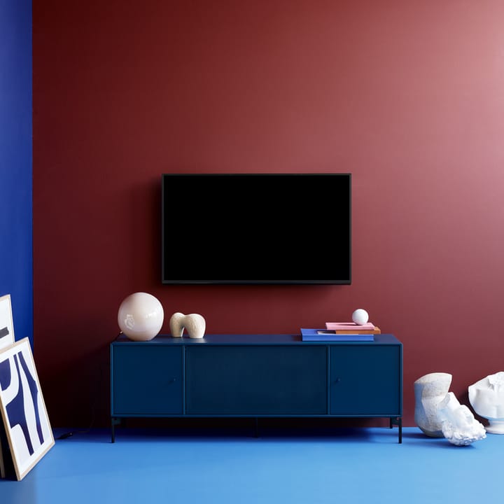 Octave I TV-bord, New white 101, sortlakerede ben Montana