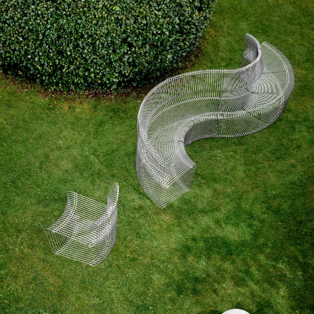 Pantonova modulsofa, stainless steel, linear Montana