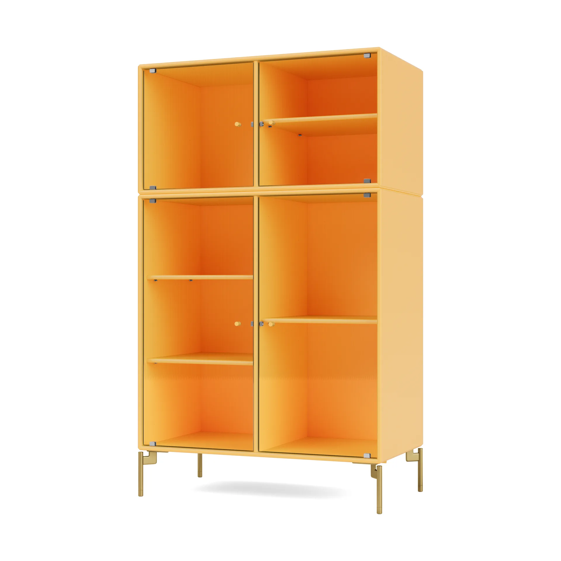 Ripple III vitrineskab 69,6x117,6x38 cm, Acacia-ben brass Montana