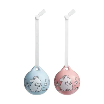 Kärlek Mumin julekugle - Rosa-blå, 5 cm, 2-pak - Moomin Arabia