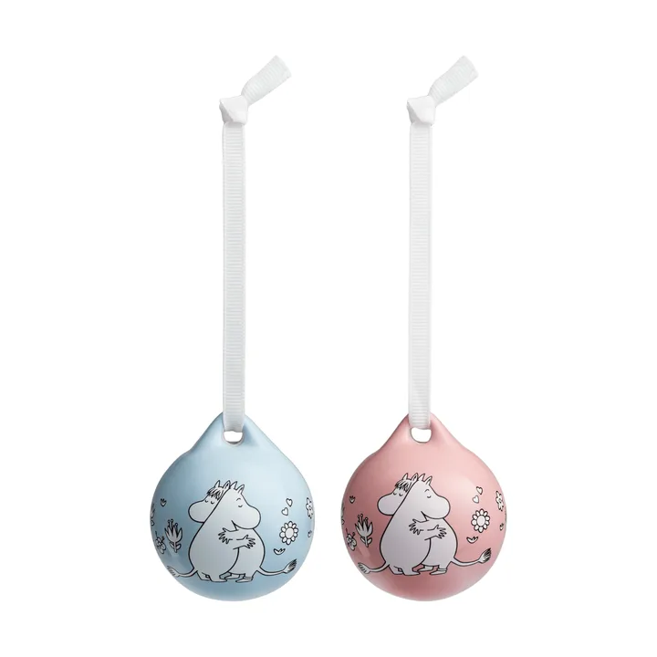 Kärlek Mumin julekugle - Rosa-blå, 5 cm, 2-pak - Moomin Arabia