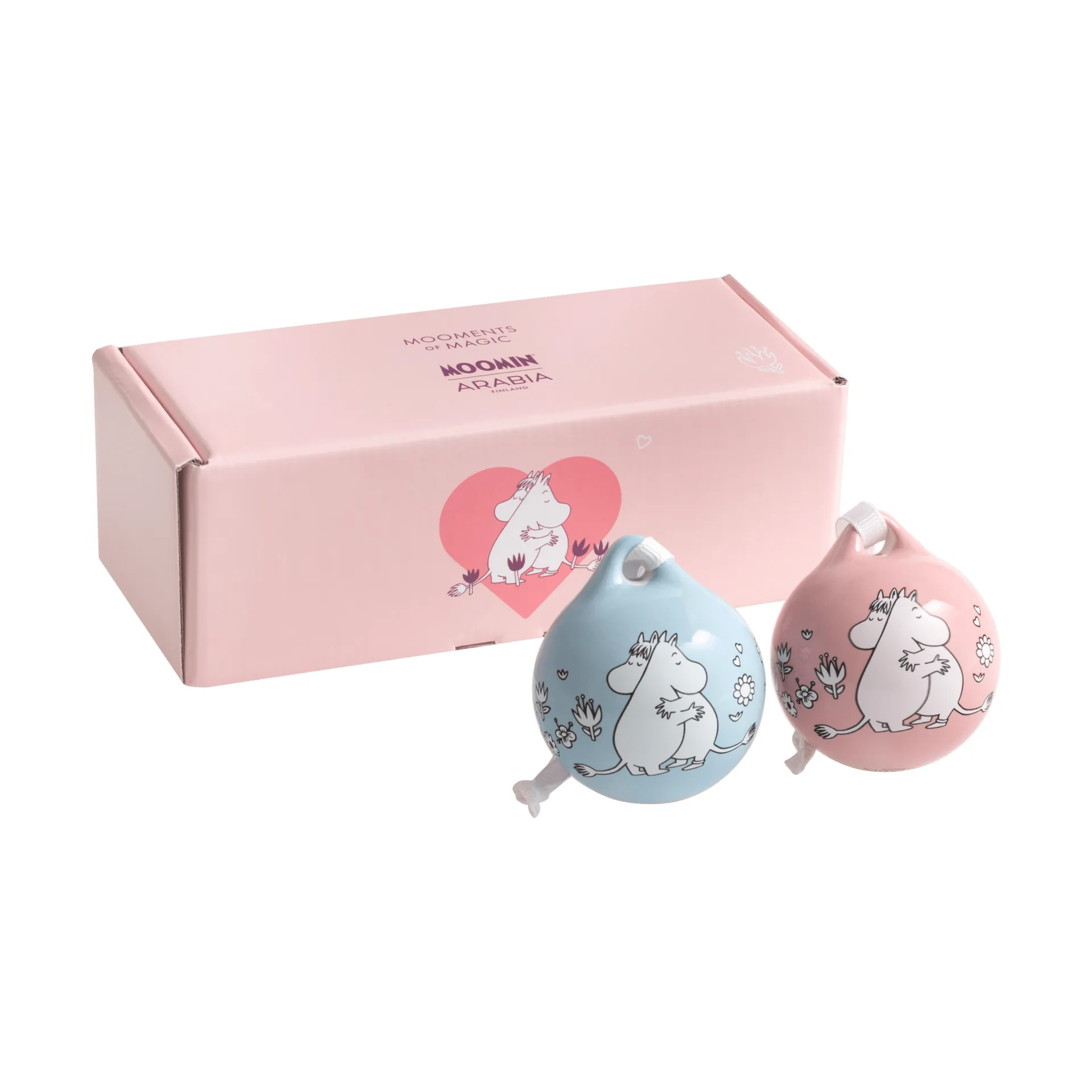 Kärlek Mumin julekugle, Rosa-blå, 5 cm, 2-pak Moomin Arabia