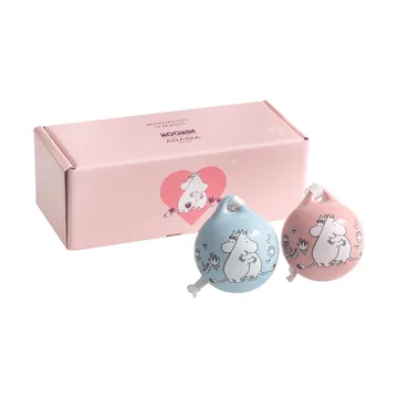 Kärlek Mumin julekugle - Rosa-blå, 5 cm, 2-pak - Moomin Arabia