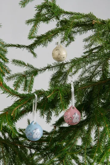 Kärlek Mumin julekugle - Rosa-blå, 5 cm, 2-pak - Moomin Arabia