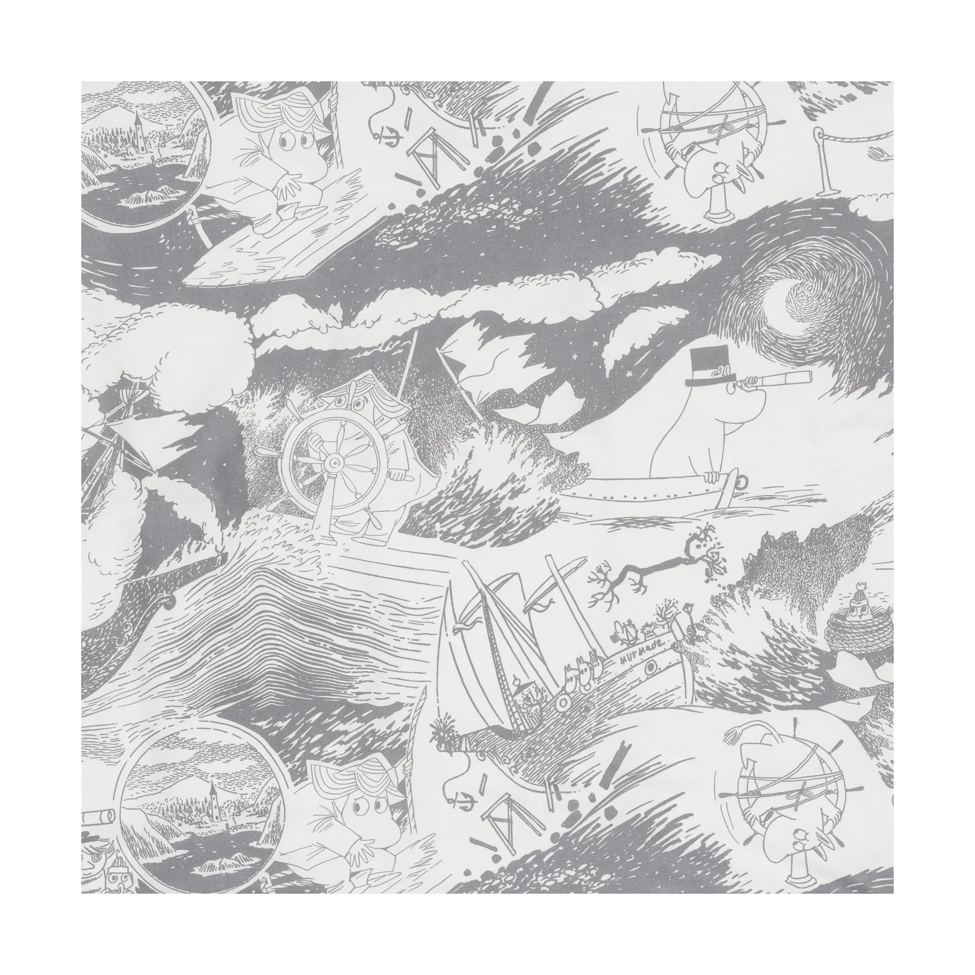 Mumi sengesæt 150x210 cm, Segling, grå Moomin Arabia